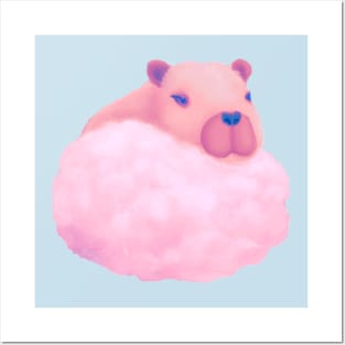 Pastel Capybara Cloud Posters and Art